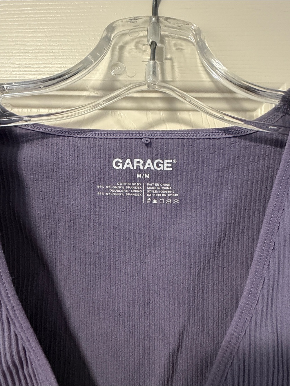 Garage Lavender Ribbed V-Neck Cropped Tank - Picture 2 of 3